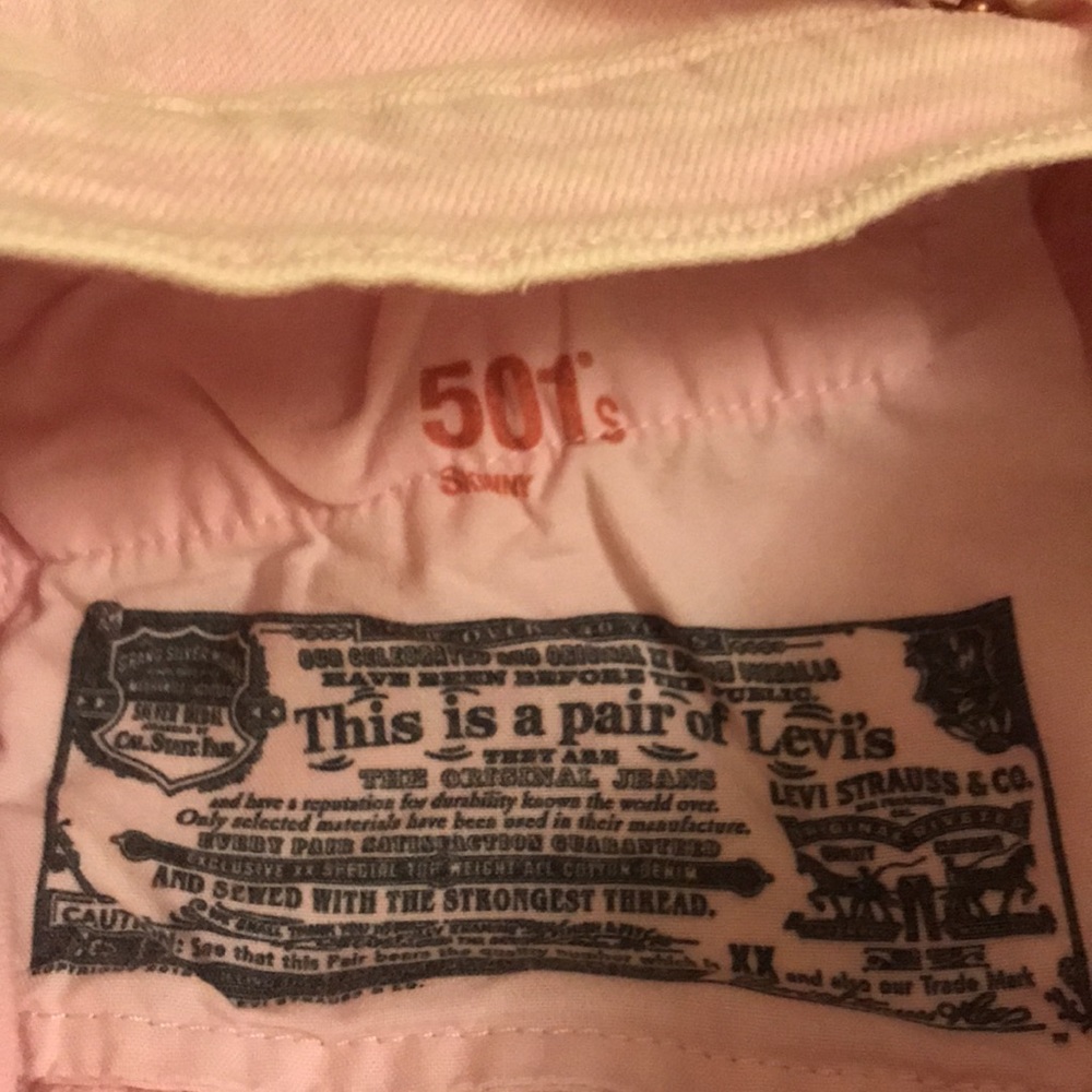 Levi 501’s! Light Pink Skinny Stretch Original Fit Jeans NWT! - Picture 15 of 16